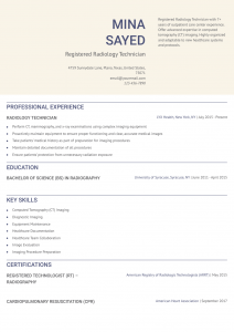 Radiology Technician Resume Examples Senior-Level