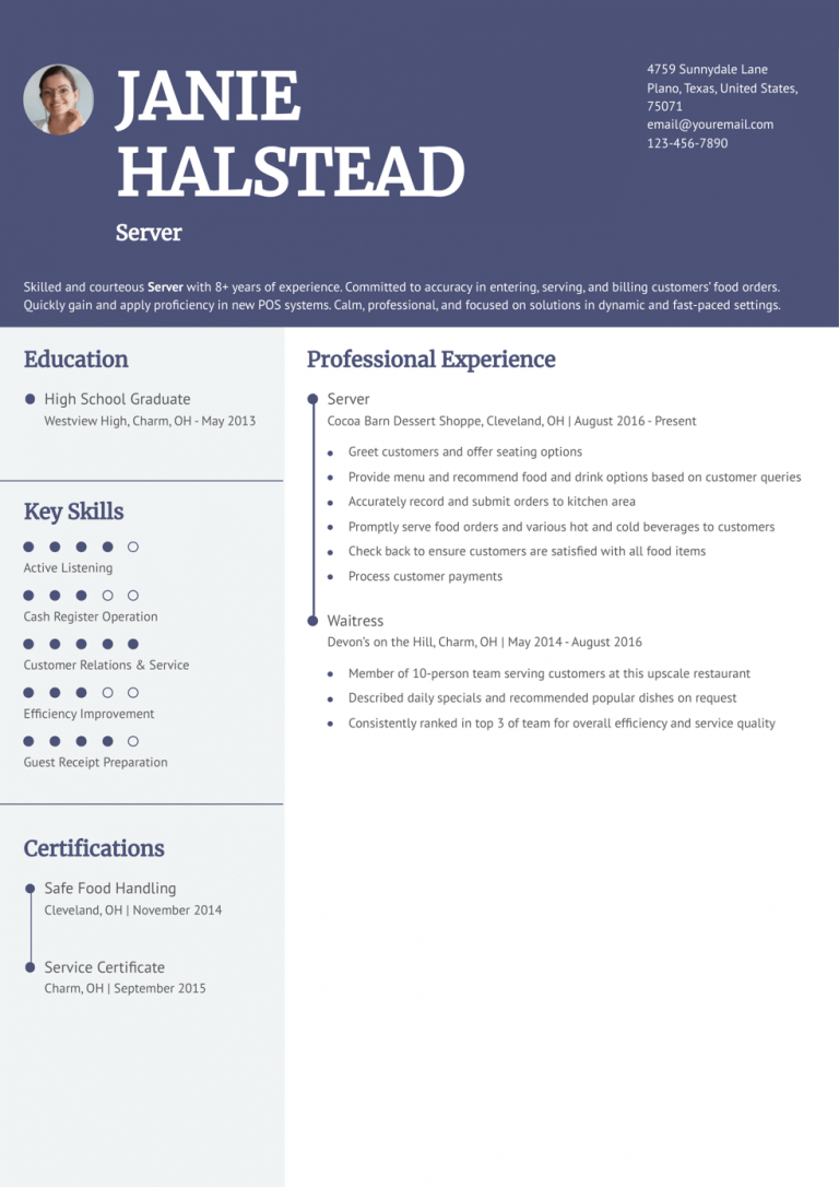 Server Resume Examples and Templates for 2025 - ResumeBuilder.com server-resume-examples-and-templates-for-2025-resumebuilder-com