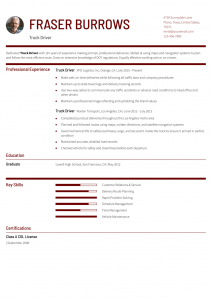 Truck Driver Resume Examples Senior-Level