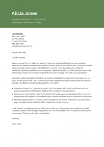 Case Manager Cover Letter Example #3