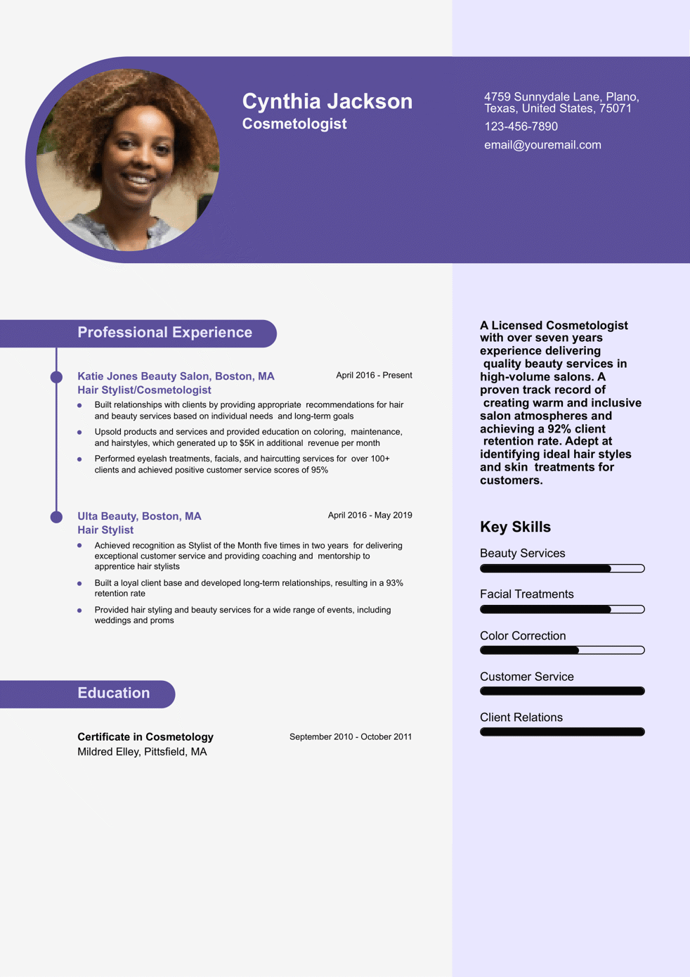 Cosmetology Resume