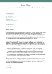 Entry-Level Dental Assistant Cover Letter Example #1