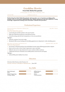 Front Desk Medical Receptionist Resume Examples Entry Level