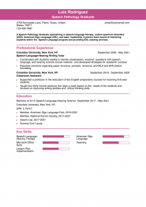 Graduate School Resume Example