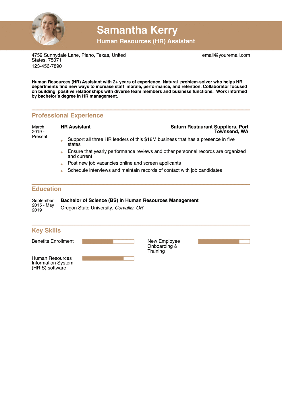 Experienced HR Assistant Resume