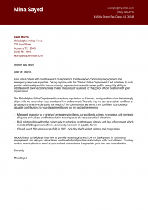 Law Enforcement Cover Letter Example #1