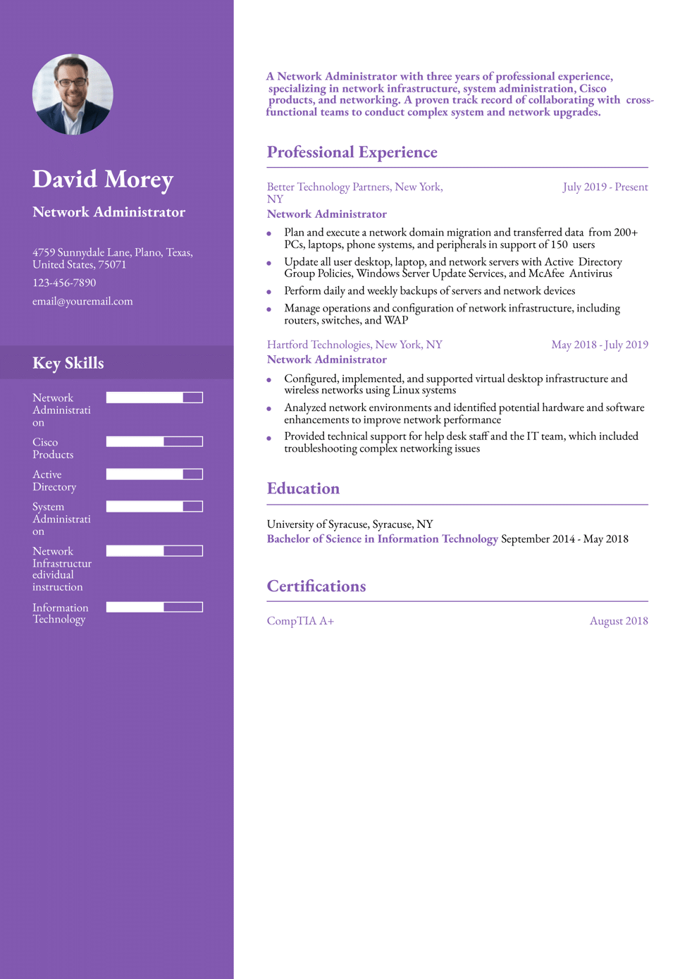 Network Administrator Resume Example