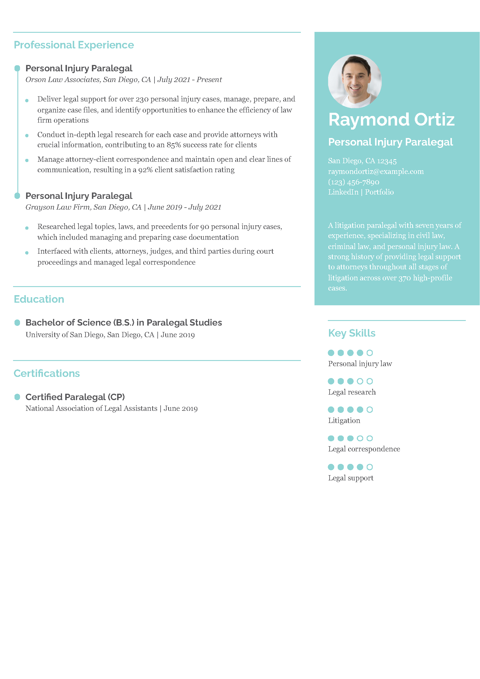 Paralegal Resume Example
