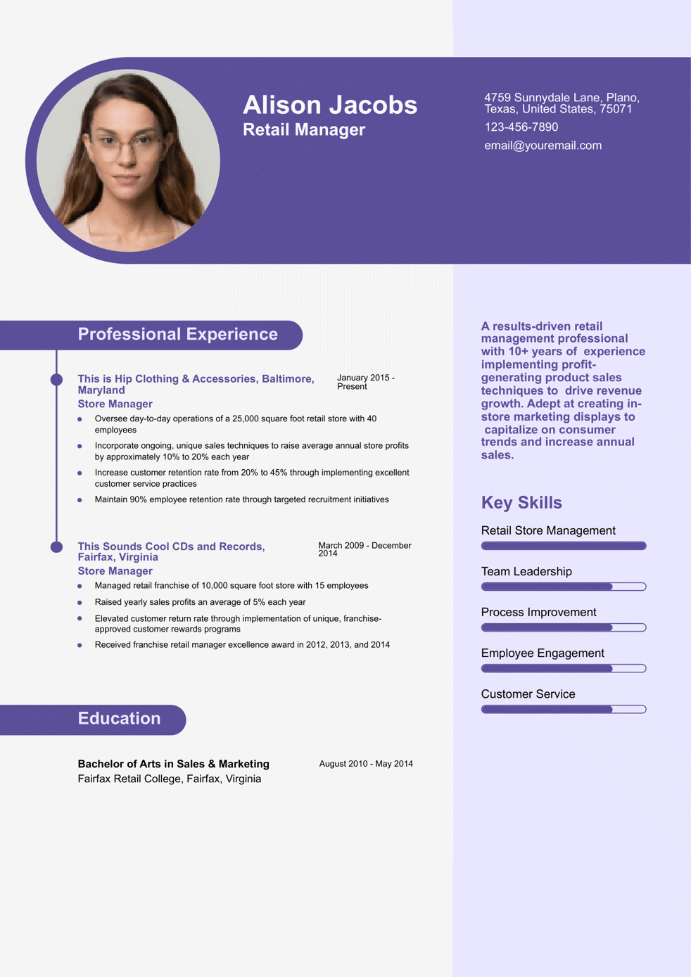Retail Manager Resume