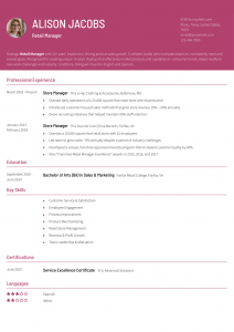 Retail Resume Examples Senior-Level