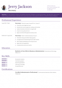 Secretary Resume Examples Entry Level