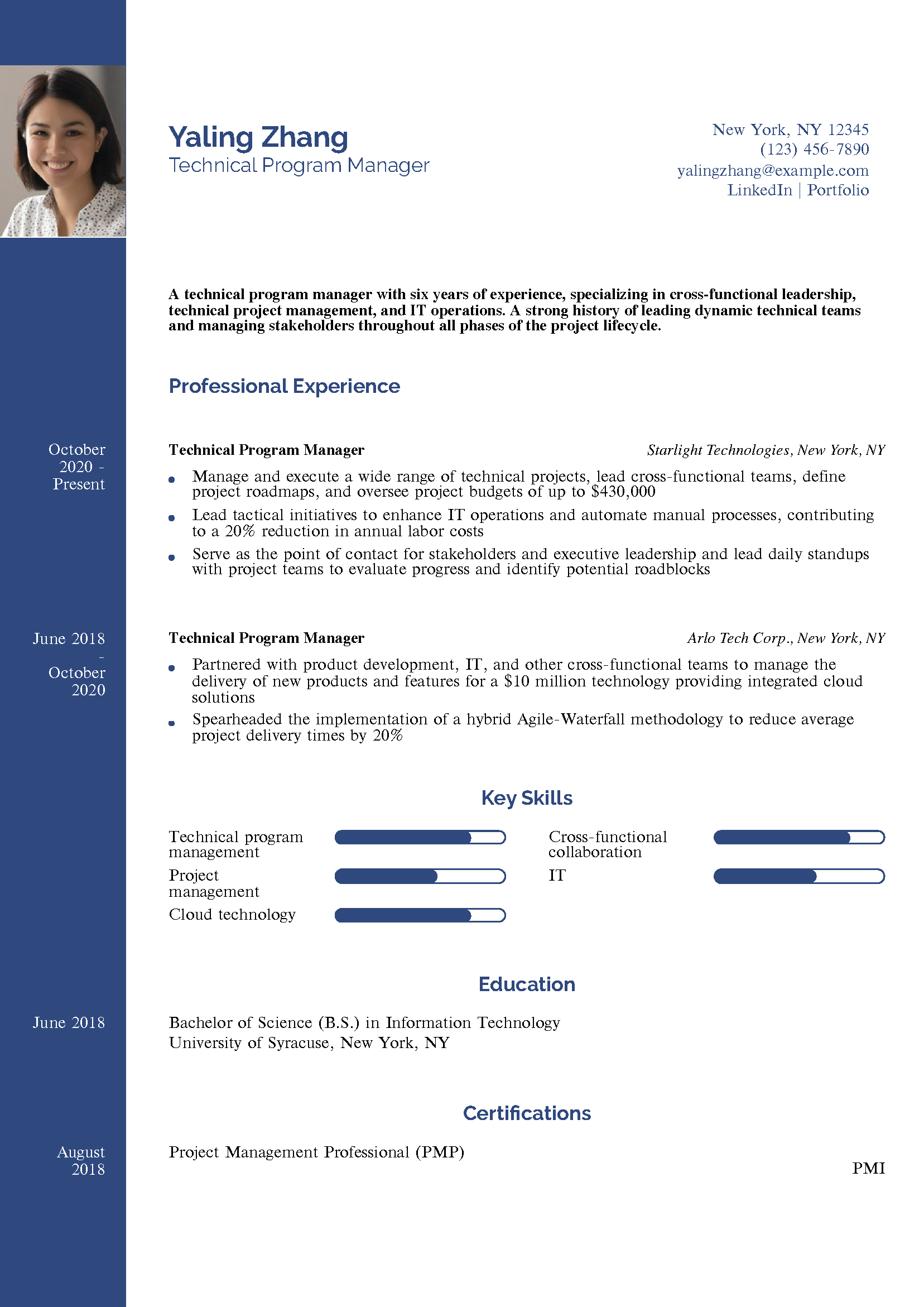 Technical Program Manager Resume Example