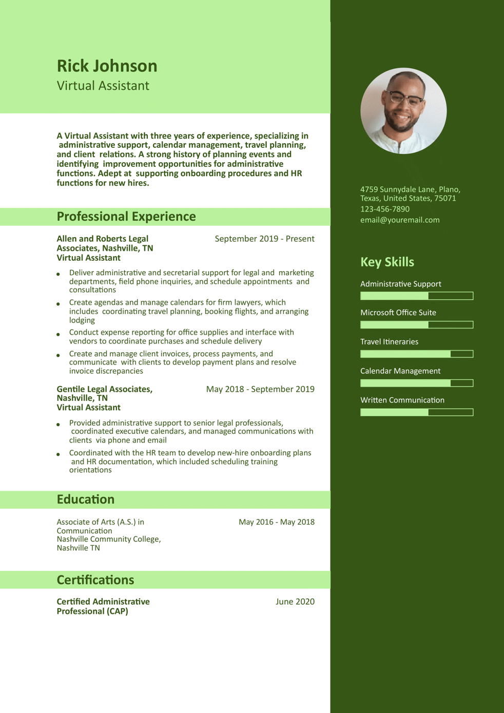 Entry-Level Virtual Assistant Resume