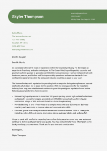 Waiter_Waitress Cover Letter Example #3