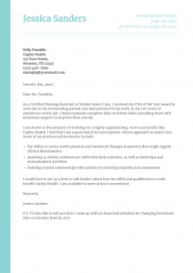 Certified Nursing Assistant Cover Letter Example #1
