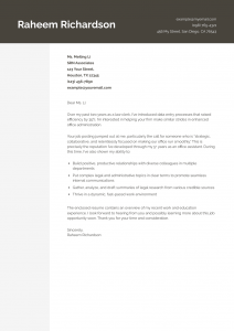 Clerical Cover Letter Example #3