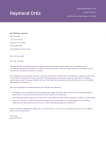Entry-Level Counseling Cover Letter Example #1