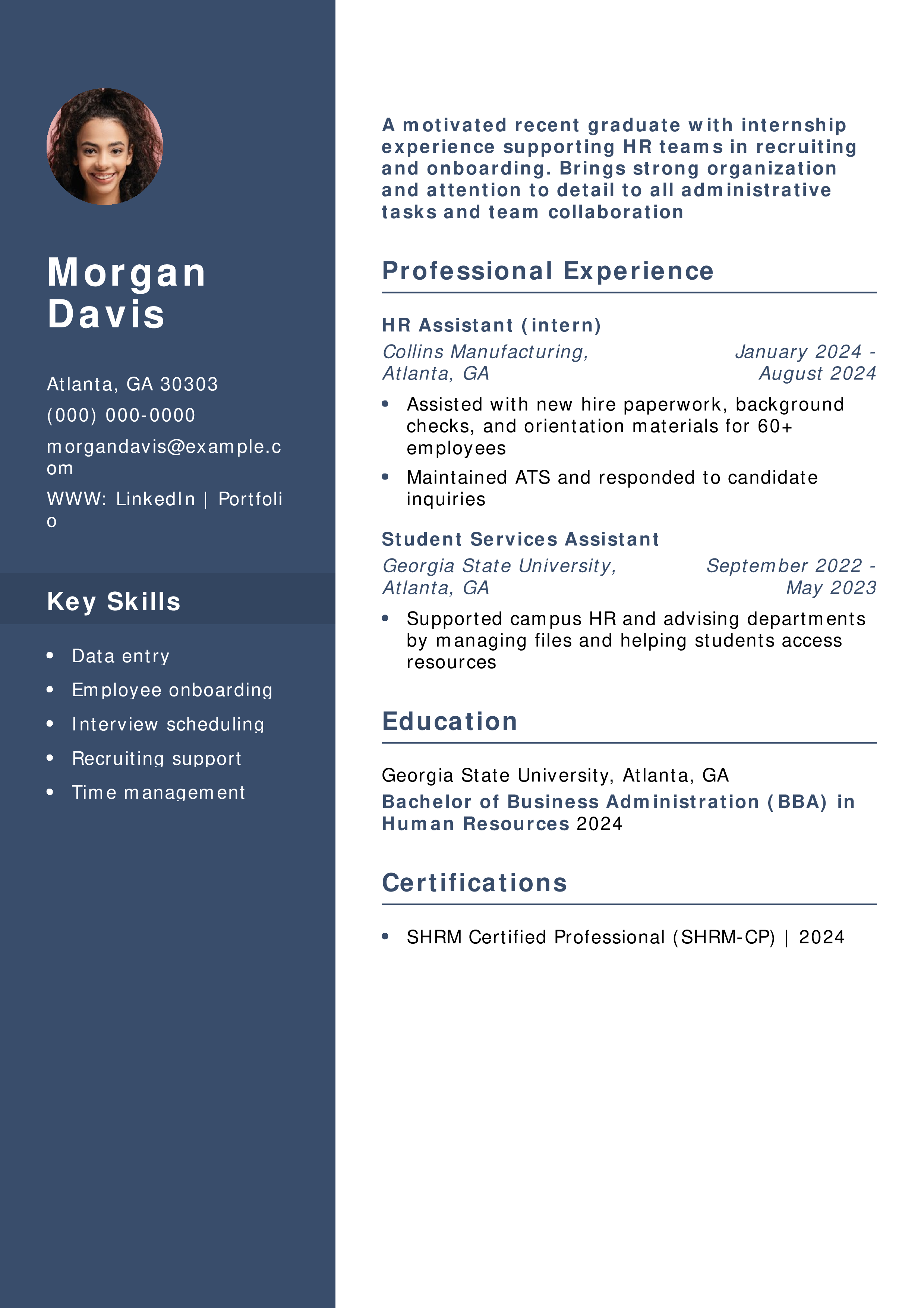 Entry-Level Human Resources Resume Example