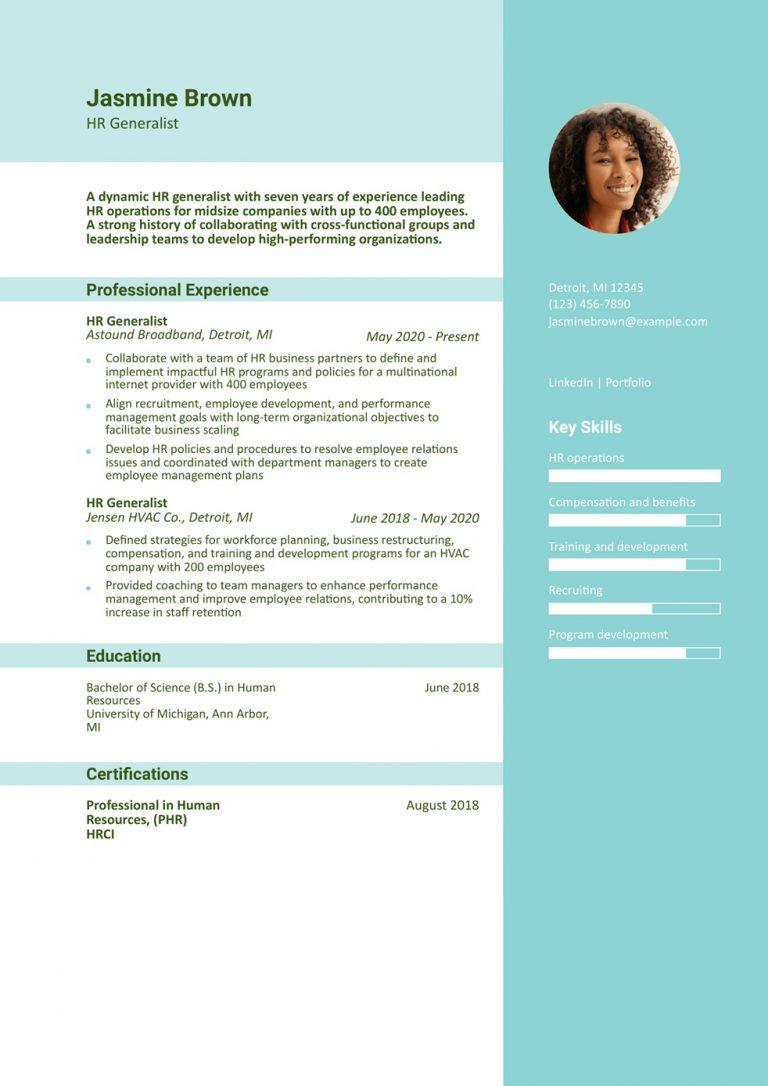 25 Best Human Resources Generalist Resume Examples and Templates for ...