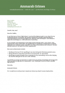 High School Cover Letter Example #3