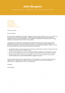 Interior Designer Cover Letter Example #1
