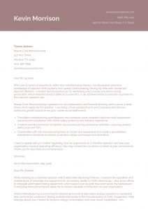 Machine Operator Cover Letter Example #3