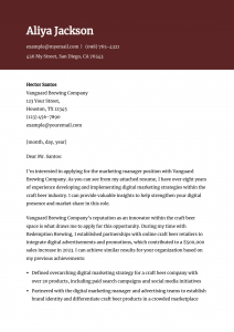 Marketing Manager Cover Letter Example #2