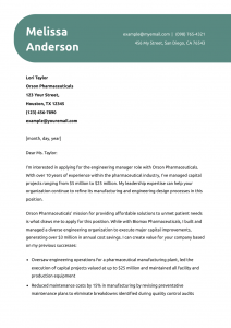Mechanical Engineer Cover Letter Example #3