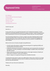 Occupational Therapist Cover Letter Example #2