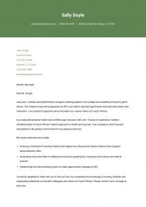Personal Trainer Cover Letter Example #3