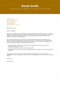 Photographer Cover Letter Example #1