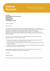 Police Officer Cover Letter Example #3