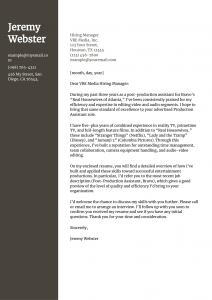 Production Assistant Cover Letter Example #2