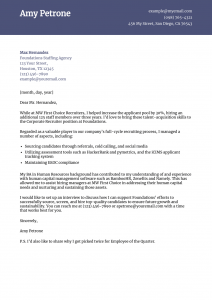 Recruiter Cover Letter Example #1