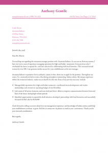 Restaurant Manager Cover Letter Example #1