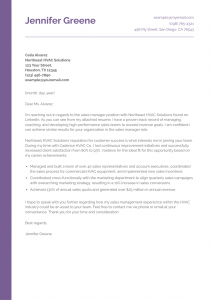 Sales Manager Cover Letter Example #2