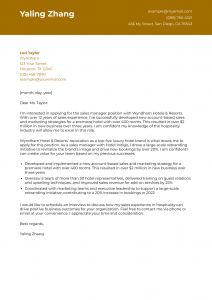 Sales Manager Cover Letter Example #3