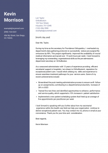 Secretary Cover Letter Example #3