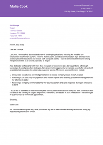 Security Guard Cover Letter Example #1