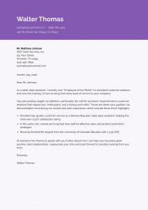 Student Cover Letter Example #2