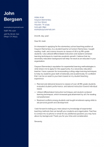 Teacher Cover Letter Example #1