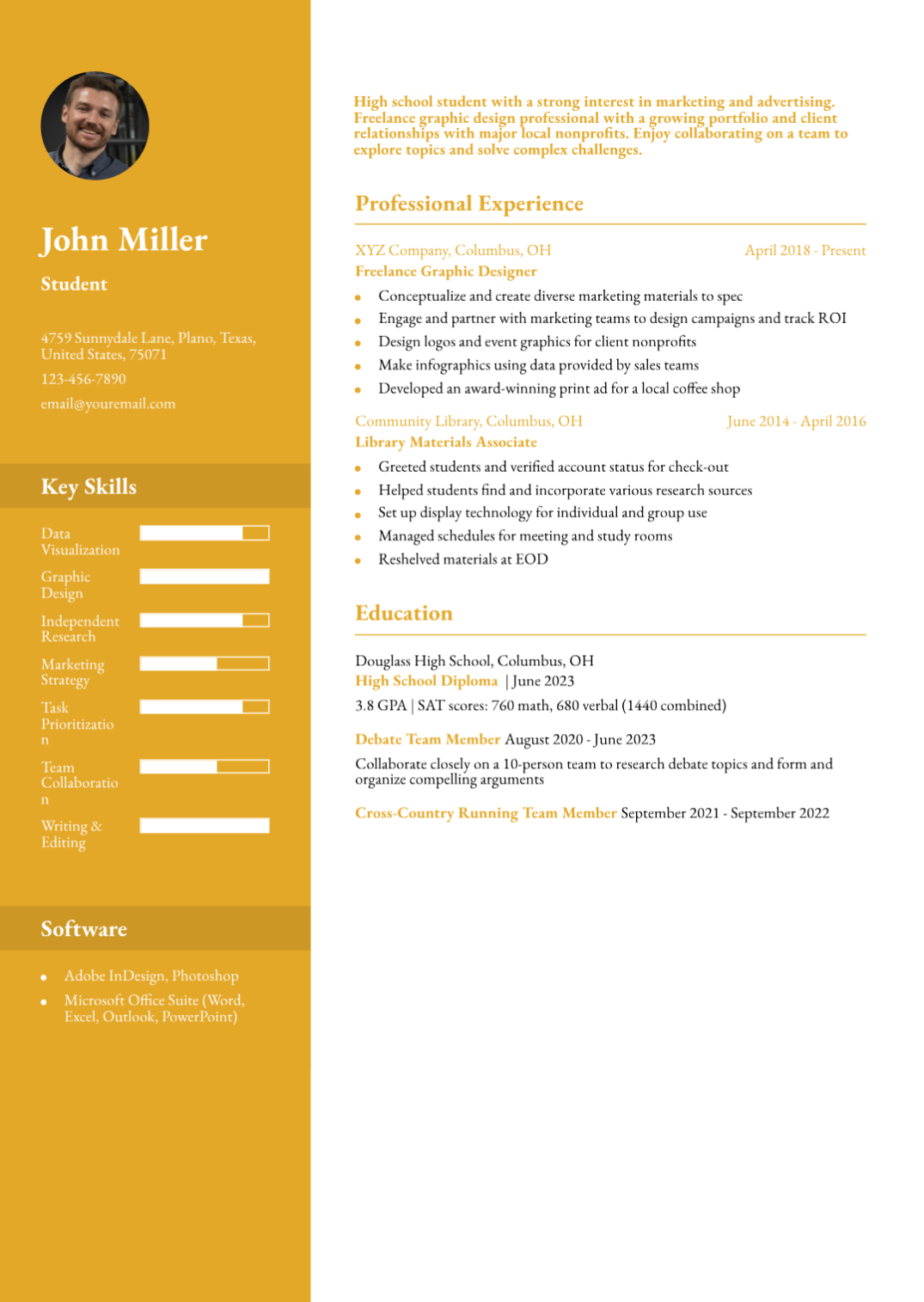 College Student Resume Example