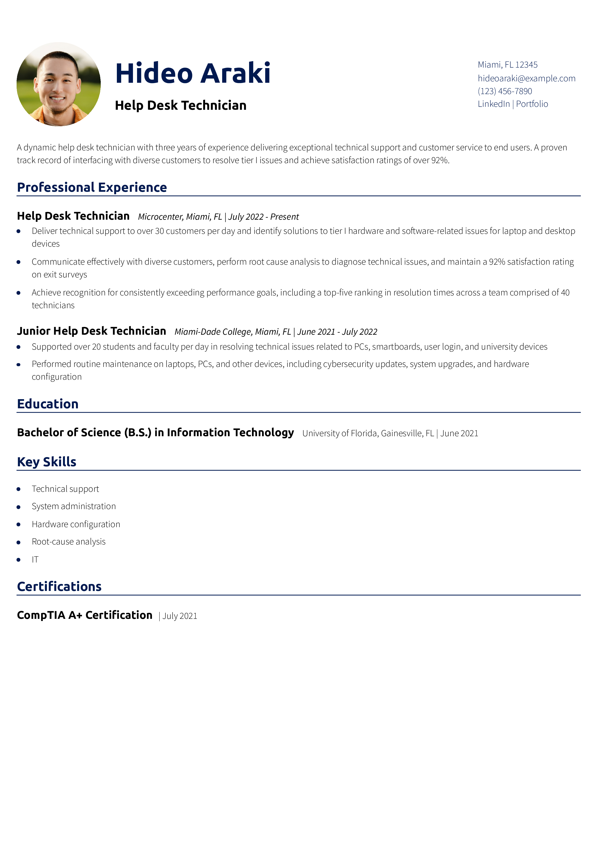 Entry-Level Help Desk Resume