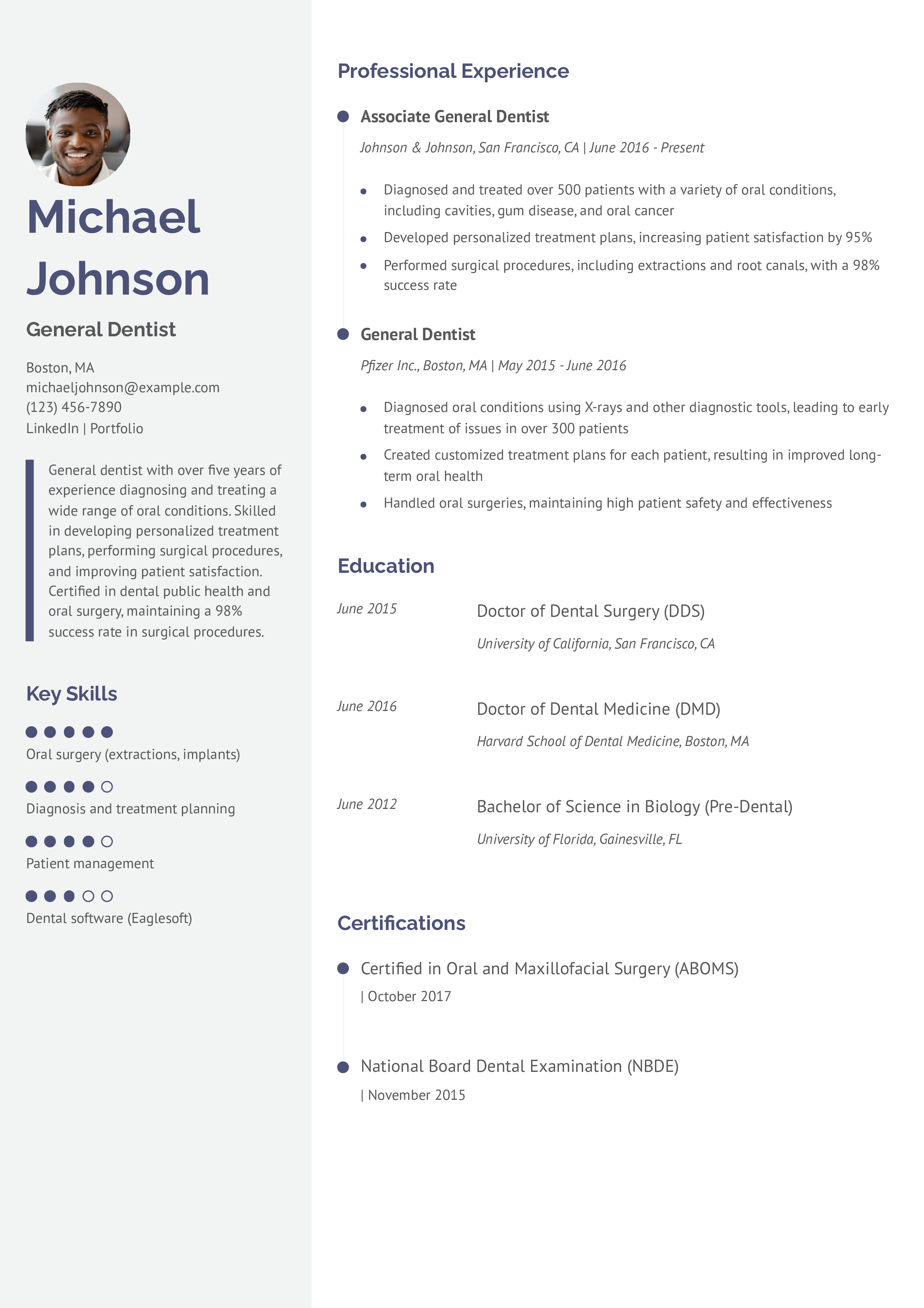 General Dentist Resume