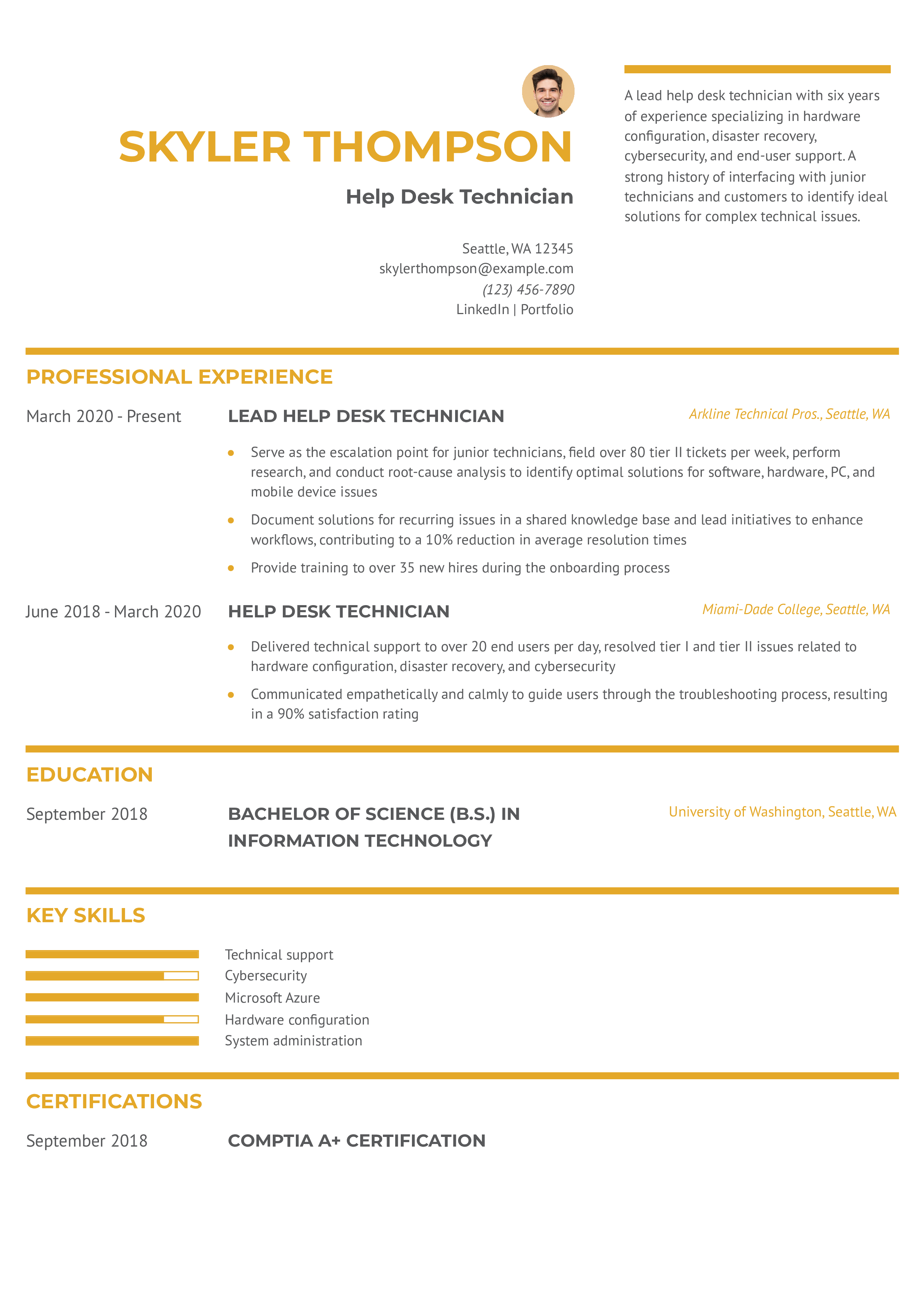 IT Help Desk Resume