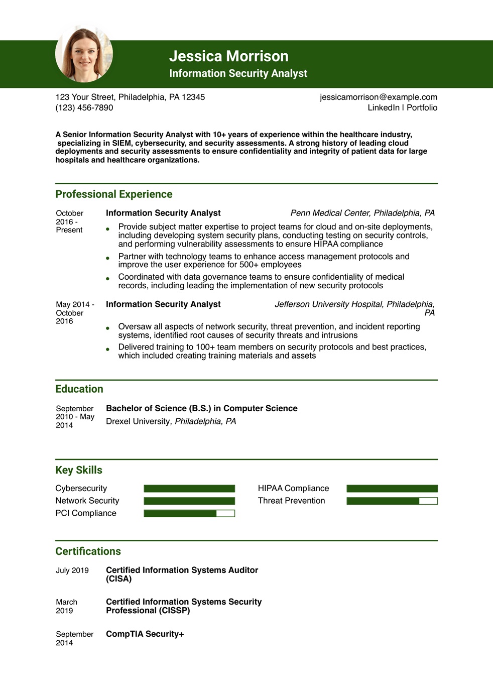 what to write in resume skills Information Security Analyst Resume Example