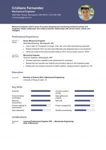 Mechanical Engineer Resume Example