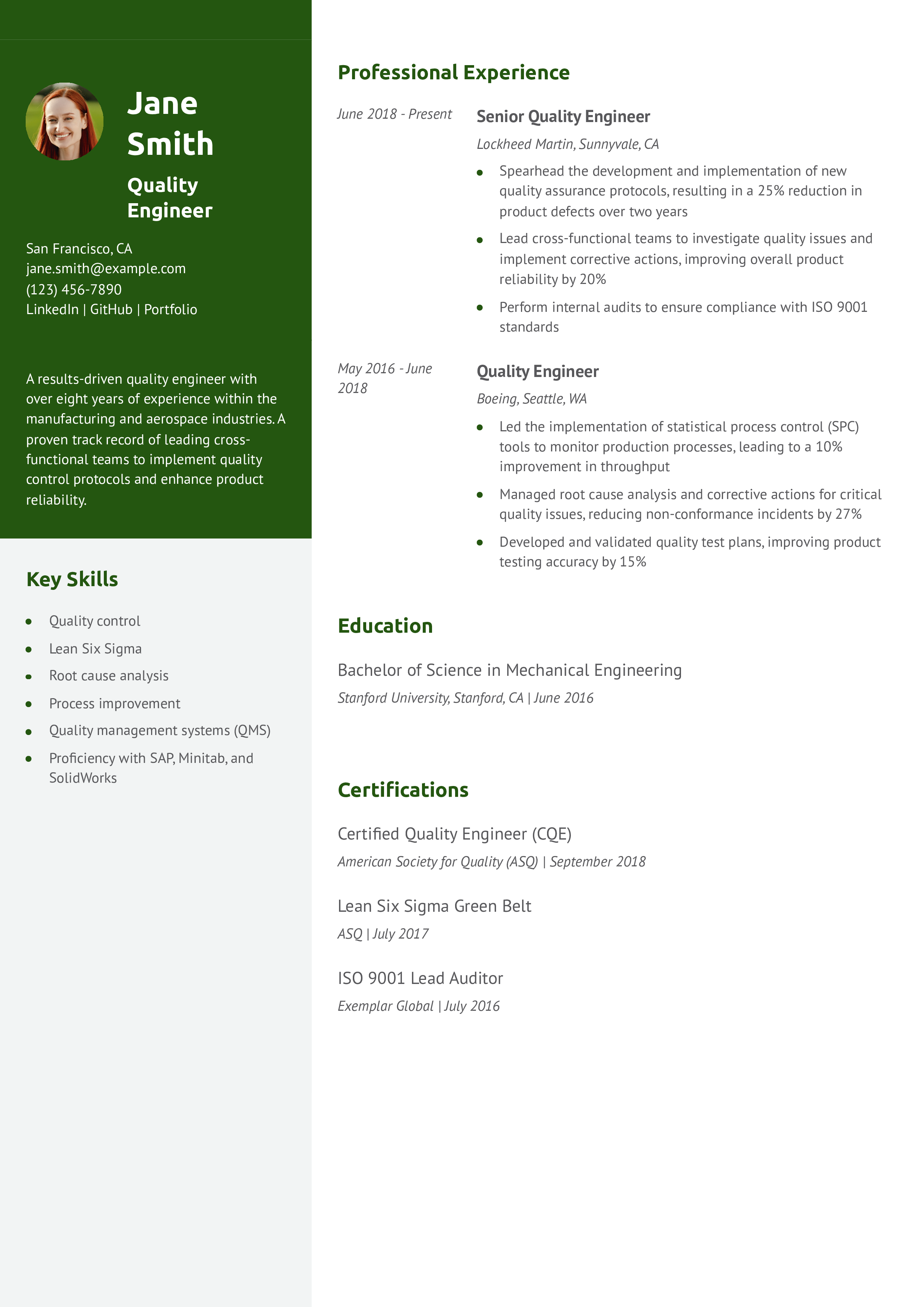 Quality Assurance Engineer Resume