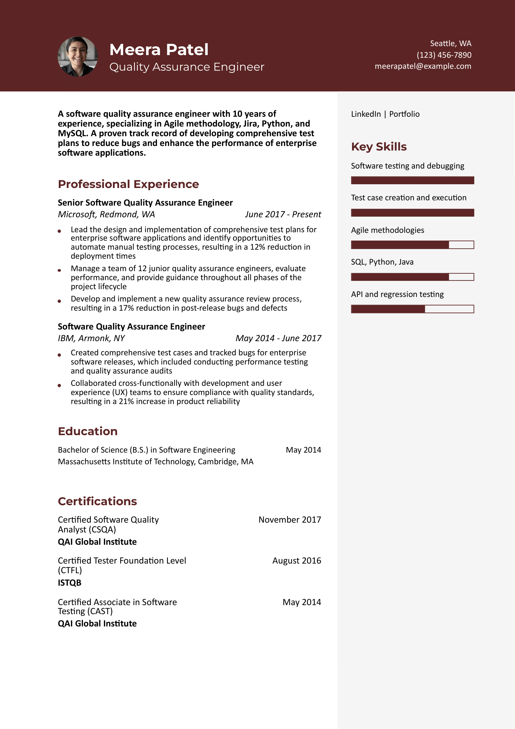 Quality Engineer Resume Examples and Templates for 2025