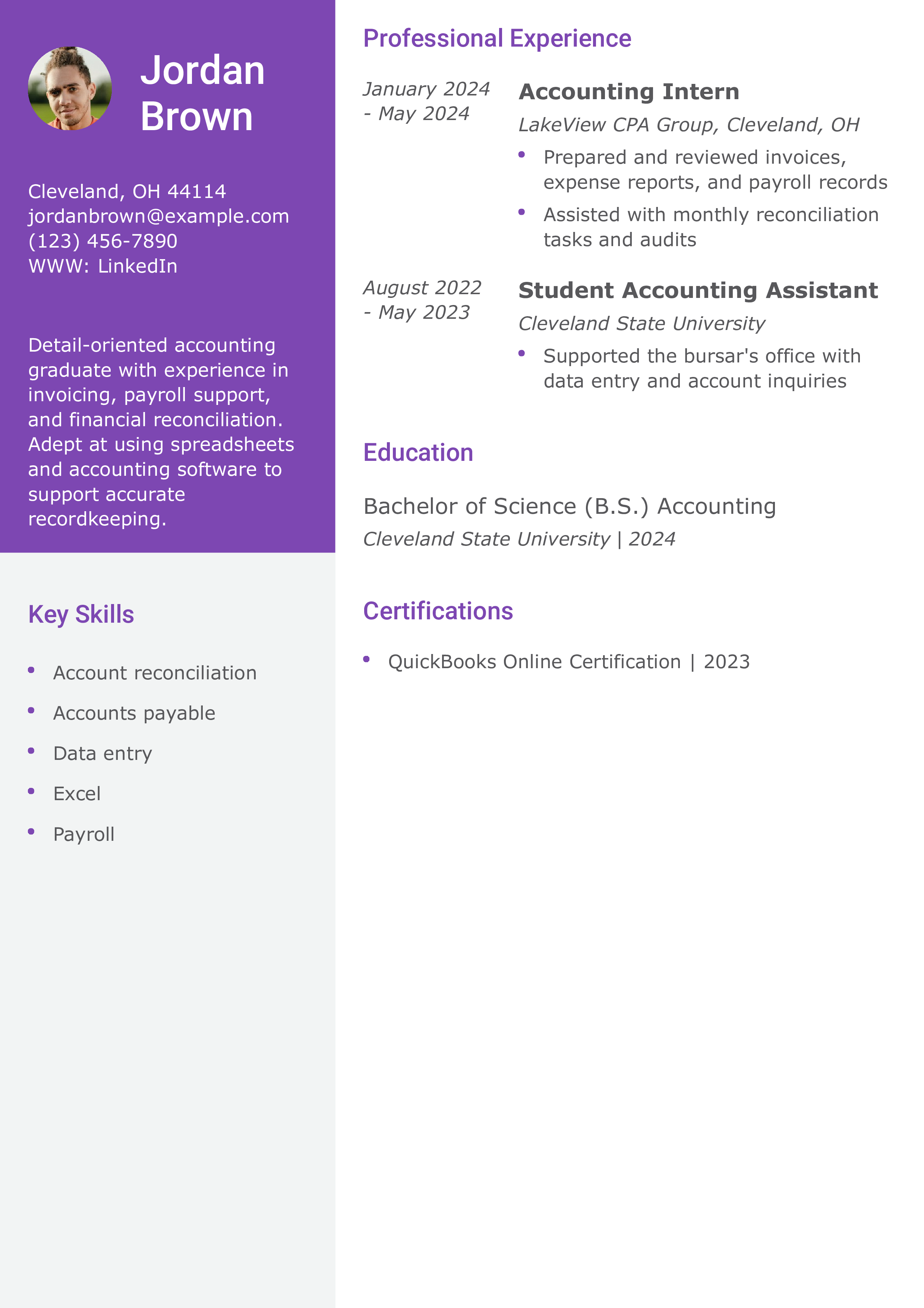 Accounting Associate Resume Example